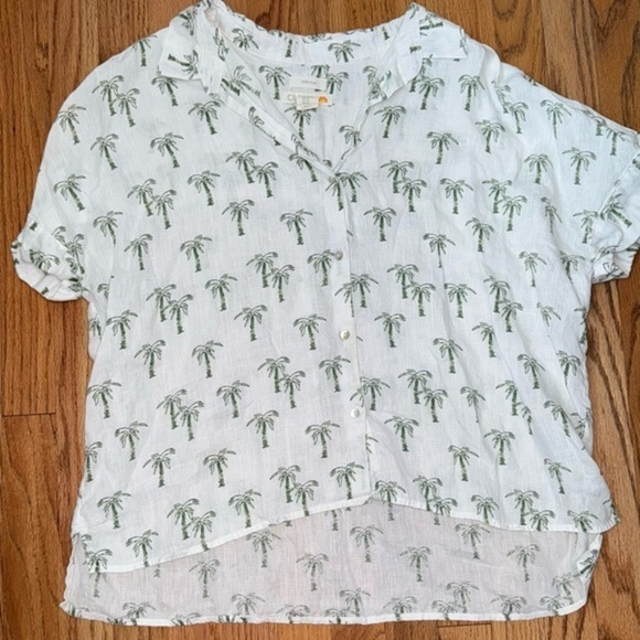 C&C California Tops - C & C California 100% Linen Palm Trees Button Down Collared Shirt Size XL